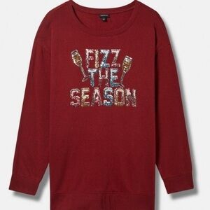 Torrid Fizz The Season sweatshirt Fleece Drop Shoulder Step Hem pullover size 1
